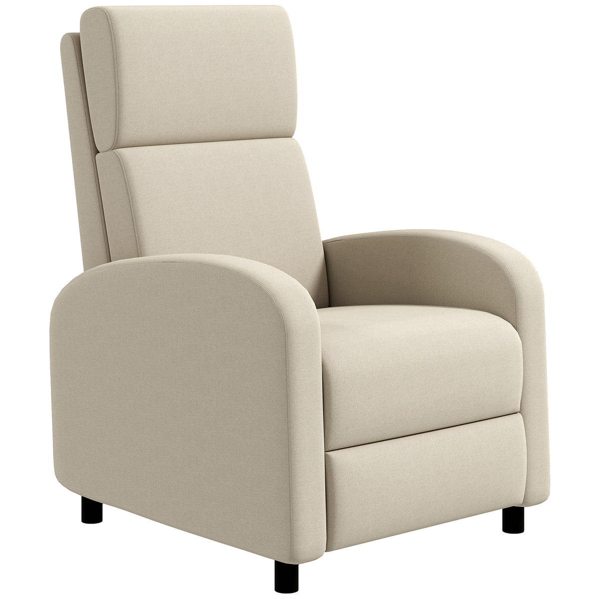 Relaxfauteuil tv-fauteuil, uitklapbare voetensteun, kantelbaar tot 160°, 64 x 86 x 102 cm, crème