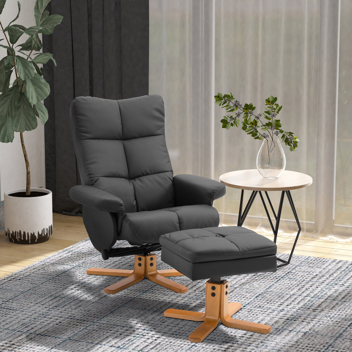 Relaxfauteuil met voetenbank, opbergruimte, gestoffeerde tv-stoel met relaxfunctie, 360° draaibare tv-fauteuil (2)