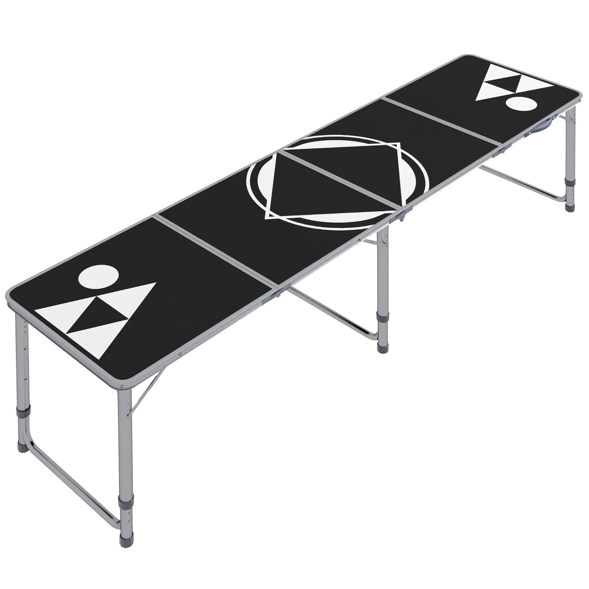 Campingtafel, inklapbaar, lichtgewicht, in hoogte verstelbaar, aluminium frame, 240 x 60 x 54/62/70 cm, zwart