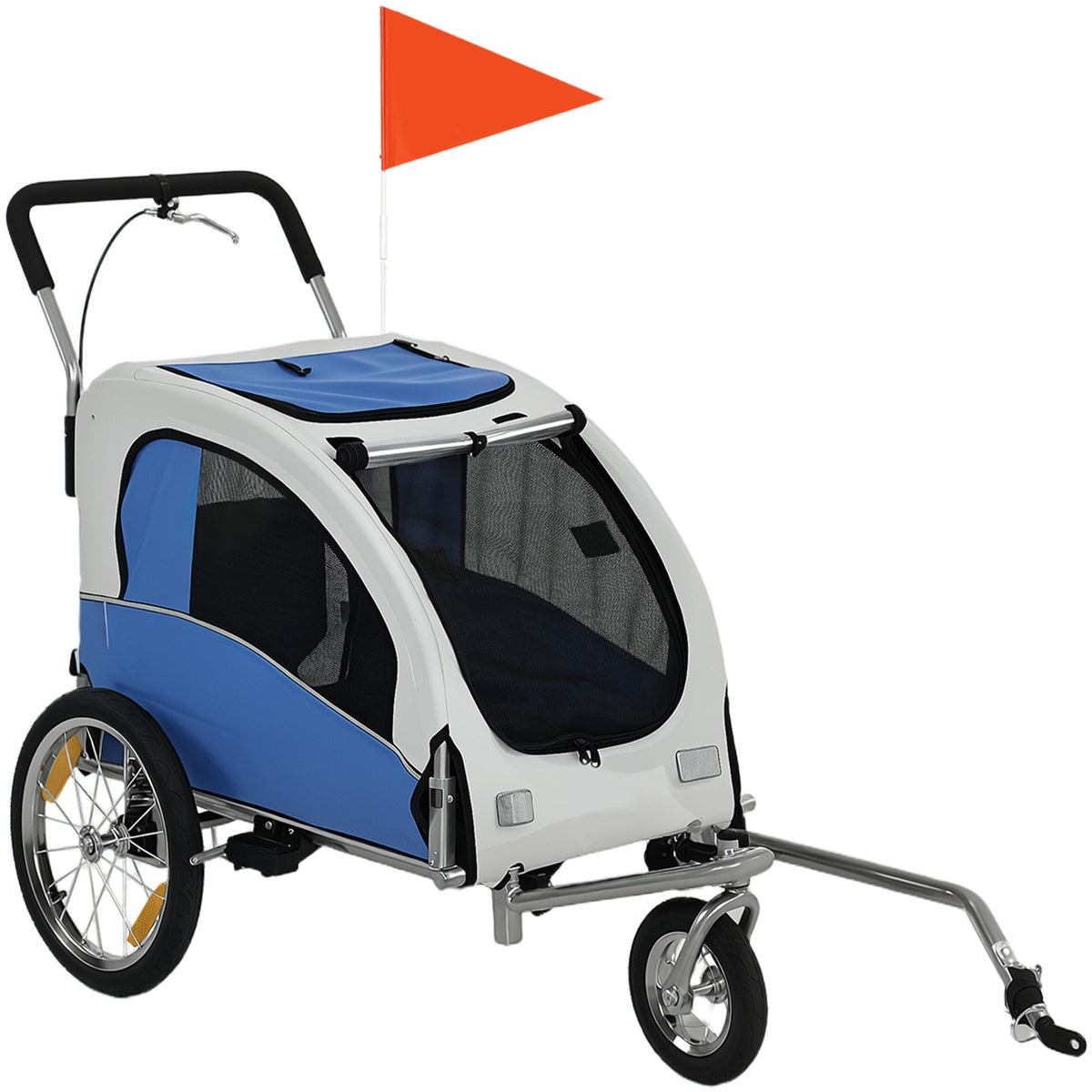 2-in-1 hondenfietskar, opvouwbare hondenbuggy voor kleine & middelgrote honden tot 20 kg, lichtgrijs