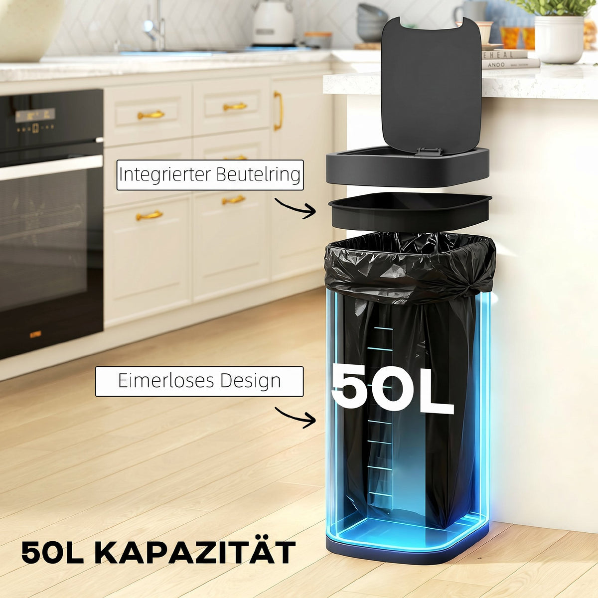 50L sensor-afvalemmer, contactloze keukenafvalemmer met bewegingssensor, vingerafdrukbestendig (5)