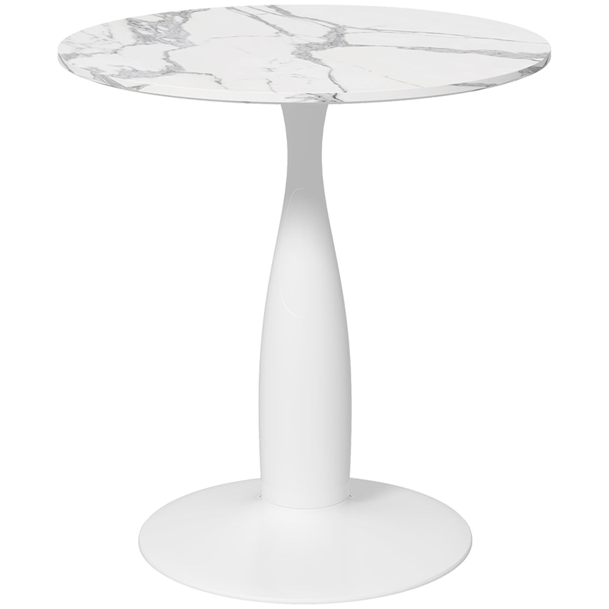 Ronde eettafel, gepoedercoat staal, MDF met melamine, antislipvoetjes, 70 x 74 cm, wit