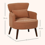 Moderne fauteuil, gestoffeerde accentstoel met lendenkussen, poten van rubberhout, oranje (3)