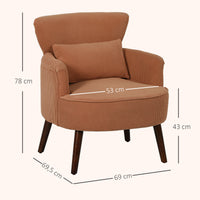 Moderne fauteuil, gestoffeerde accentstoel met lendenkussen, poten van rubberhout, oranje (3)