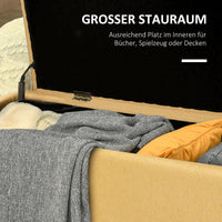 Zitbank, opbergbank, gestoffeerde bank, linnenlook, tot 150kg, 101x38,5x44,5 cm, geel (4)
