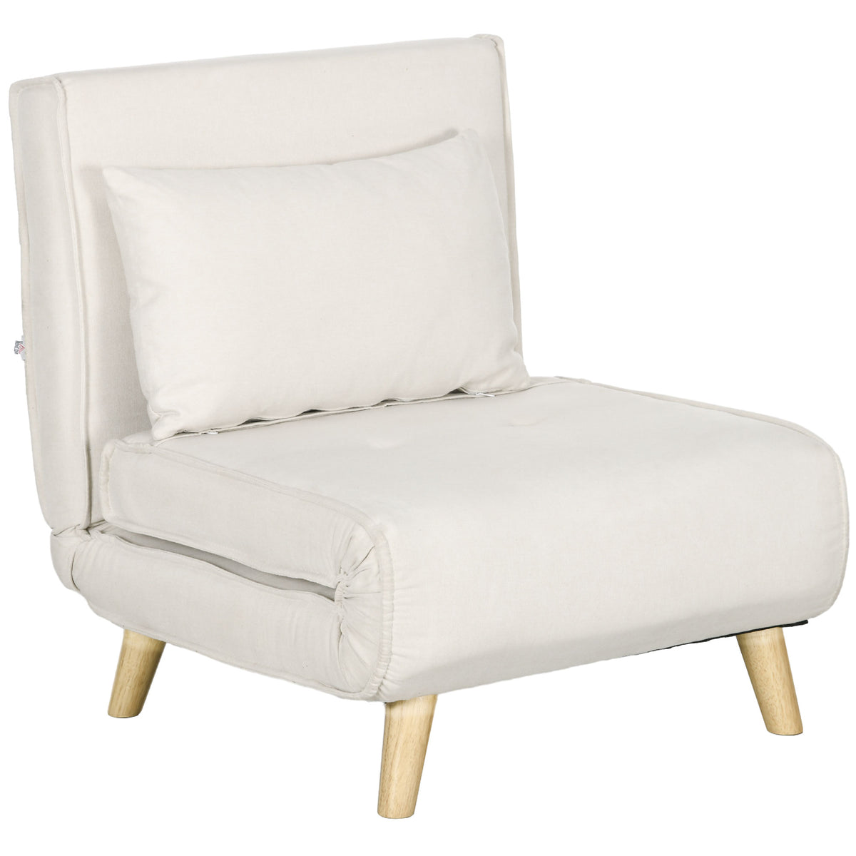 Slaapfauteuil, 6-traps verstelbare rugleuning, linnenlook, tot 120 kg, crème