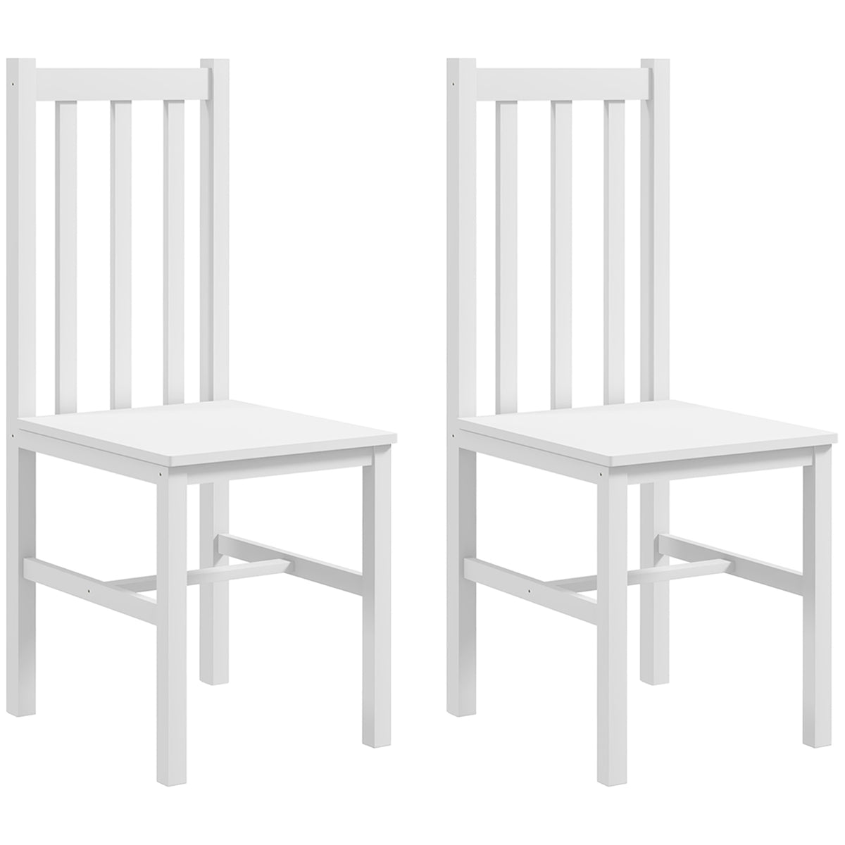 Set van 2 keukenstoelen eetkamerstoelen stoelen, massief hout, modern design, 38,5 cm x 47,5 cm x 99 cm, wit