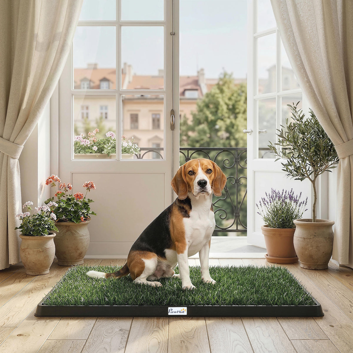 Hondentoilet 76 x 50,5 cm hondentoilet met 2 kunstgras wasbaar puppytoilet voor honden voor balkon thuis (2)