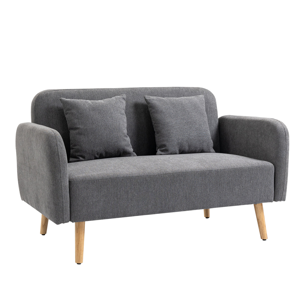 2-zitsbank met 2 sierkussens, kleine loveseat met fluwelen bekleding, moderne gestoffeerde bank voor woonkamer