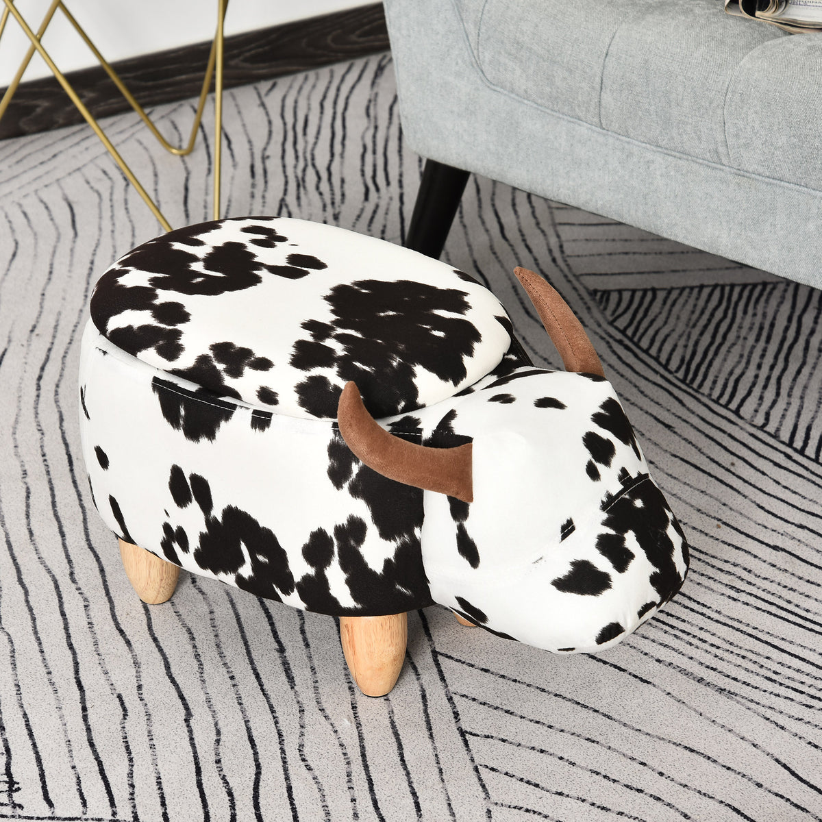 Dierenkruk, decoratieve kruk met opbergruimte, gestoffeerde kruk, zitkruk, zitbank met dierendesign, voor (2)
