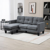 Hoekbank in L-vorm, aan beide zijden monteerbare chaise longue, gestoffeerde bank, donkergrijs (10)