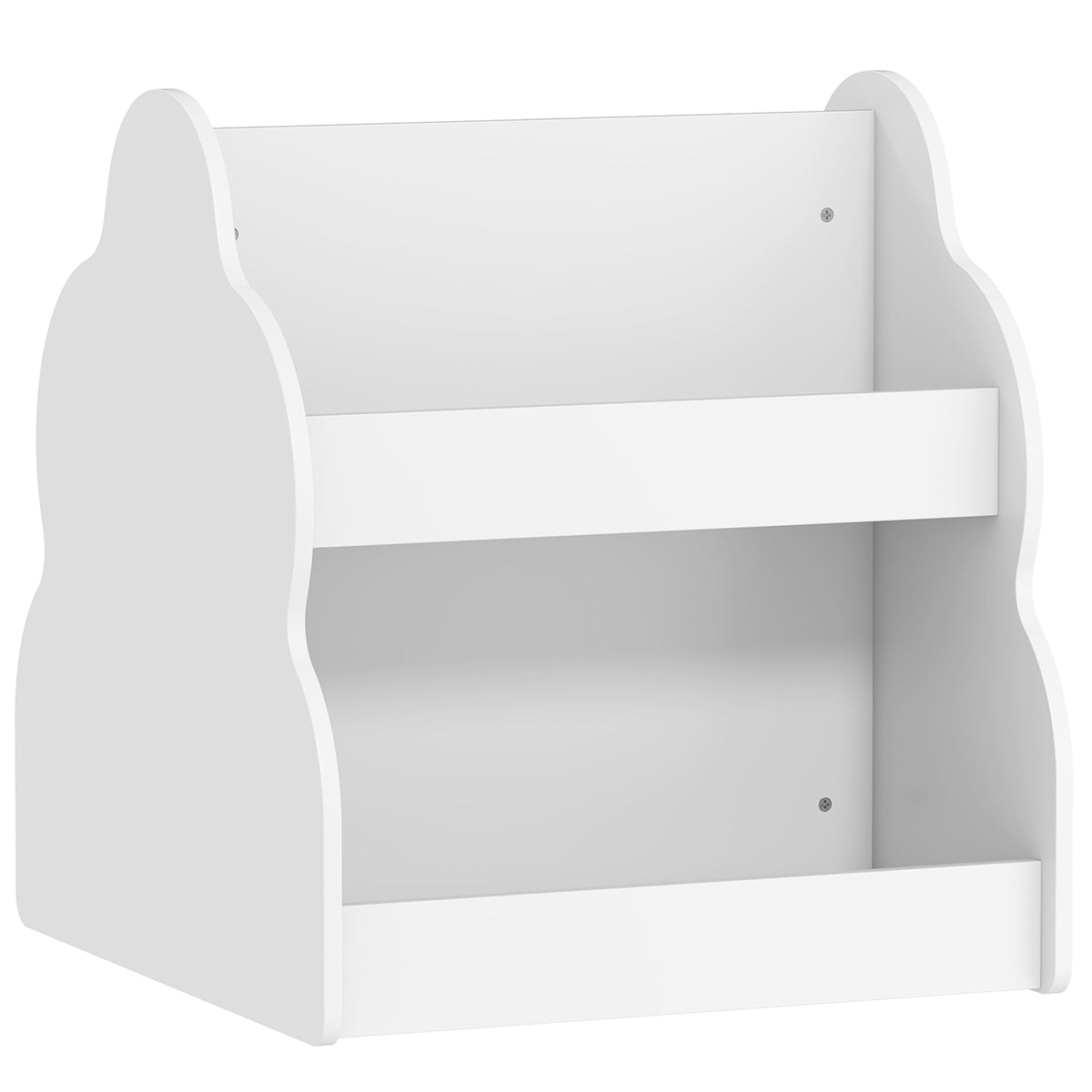 Kinderboekenrek, 2-laags kinderboekenrek met wielen, 4 planken, voor kinderkamer, speelkamer, 54x50x56 cm, wit