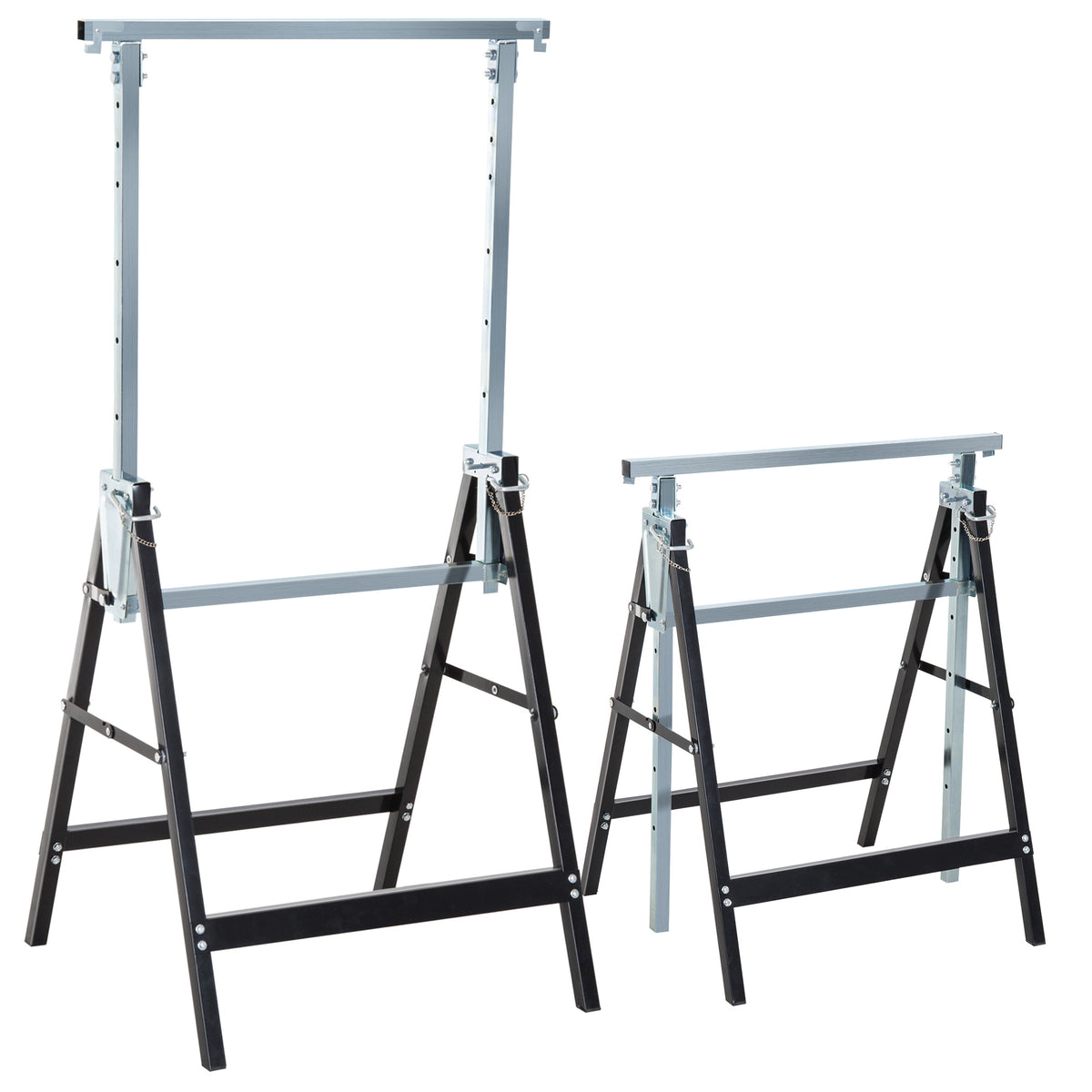 2 x Schraag Onderstel Klapschraag in hoogte verstelbaar tot 200kg Staal Zwart 68 x 58 x 80-130 cm