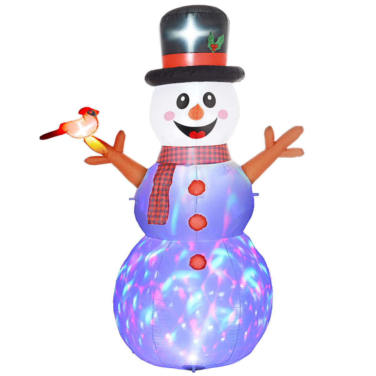 Grote sneeuwpop, 2,40 m, kerstdecoratie, met leds, zelfopblazend, polyester
