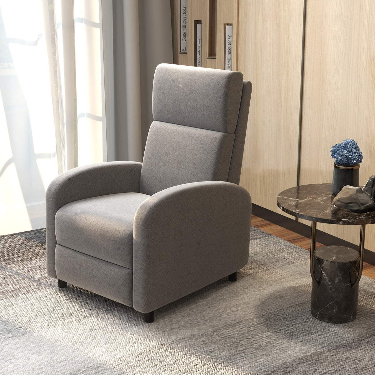 Relaxfauteuil tv-fauteuil, uitklapbare voetensteun, kantelbaar tot 160°, 64 x 86 x 102 cm, grijs (2)