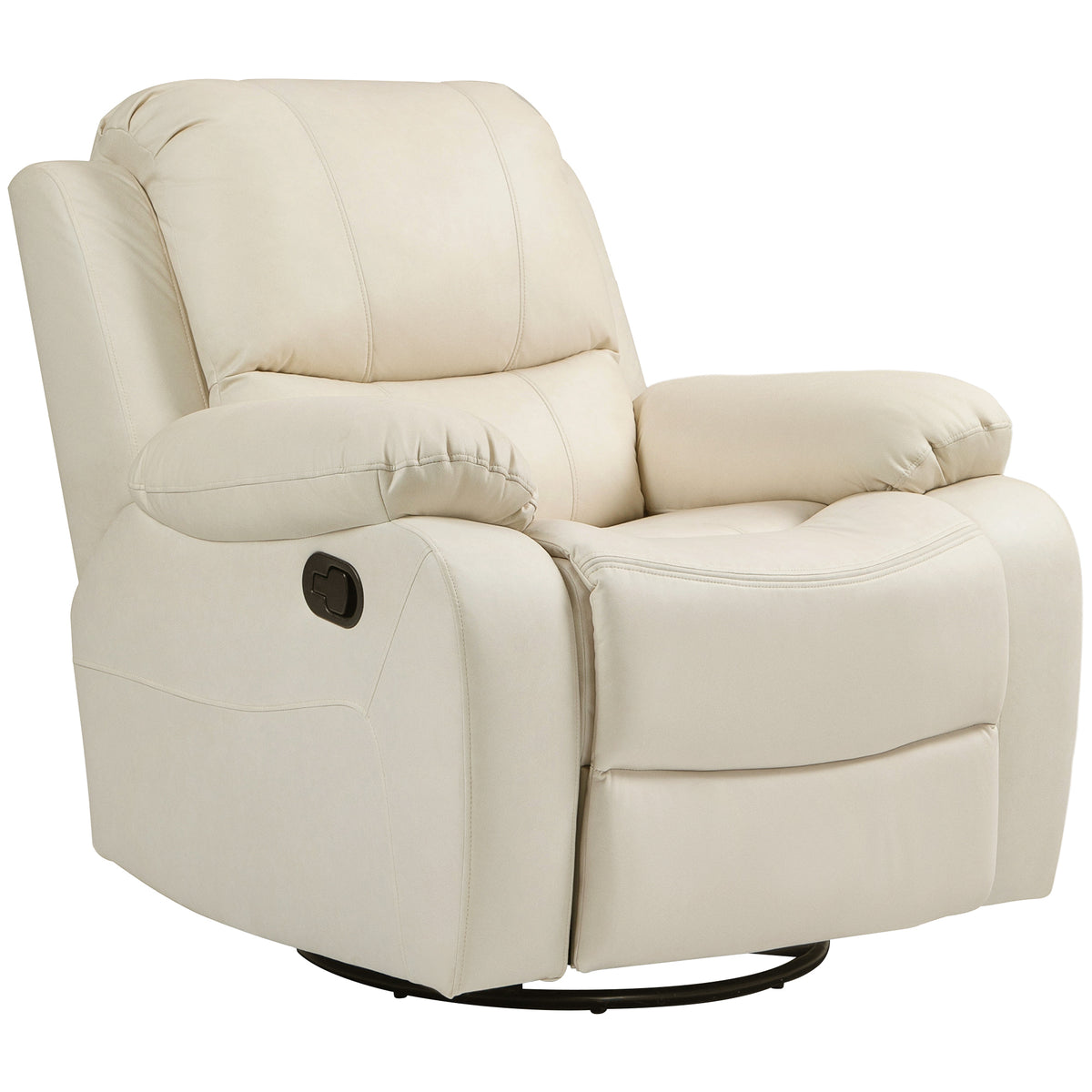 Relaxfauteuil, verstelbare rugleuning & voetensteun, draaibaar, tot 150 kg, stalen frame, 93x100x98cm, crèmewit
