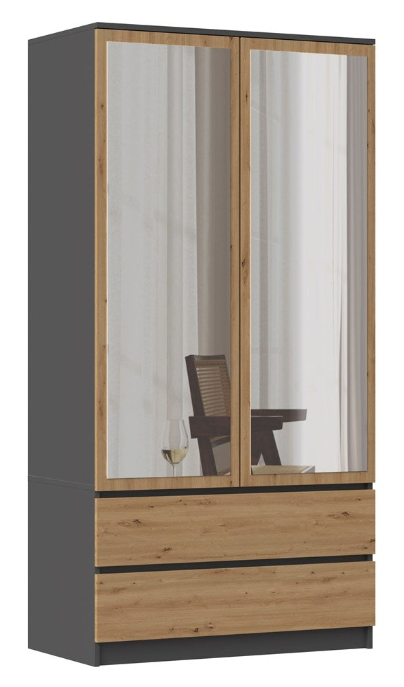 Kleiderschrank Malwa SS-90L ANTHRAZIT EICHE ARTISAN – Produktabbildung 3