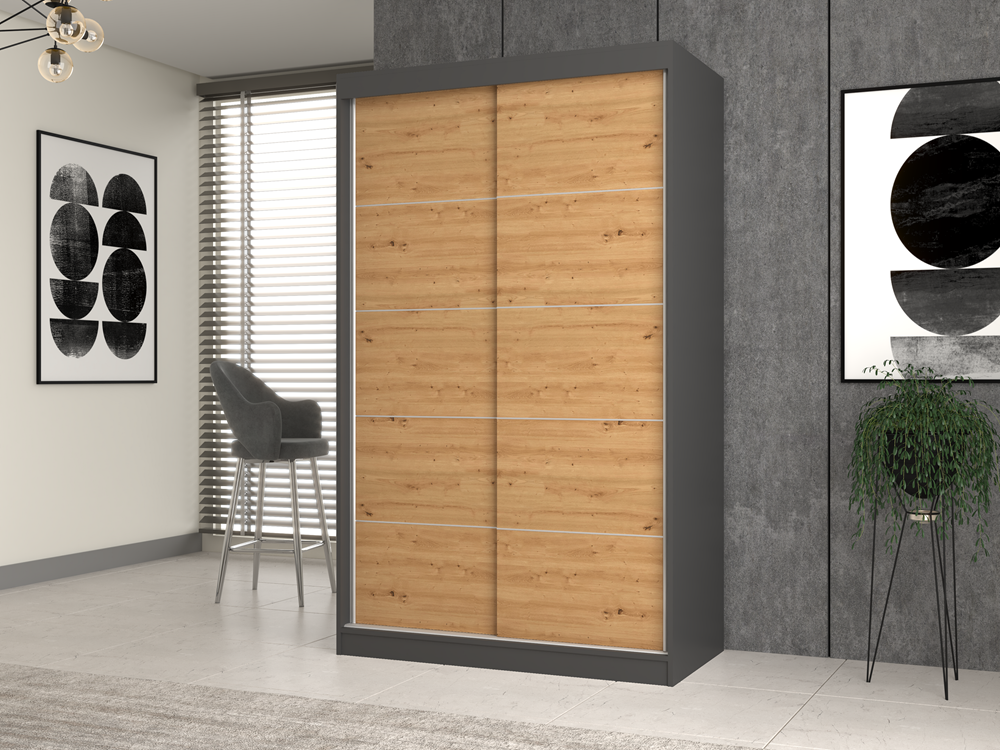 Kleiderschrank Iga 120C ANTHRAZIT ARTISAN – Produktabbildung 3