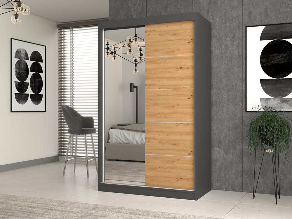 Kleiderschrank Iga 120 A/C ANTHRAZIT ARTISAN – Produktabbildung 2
