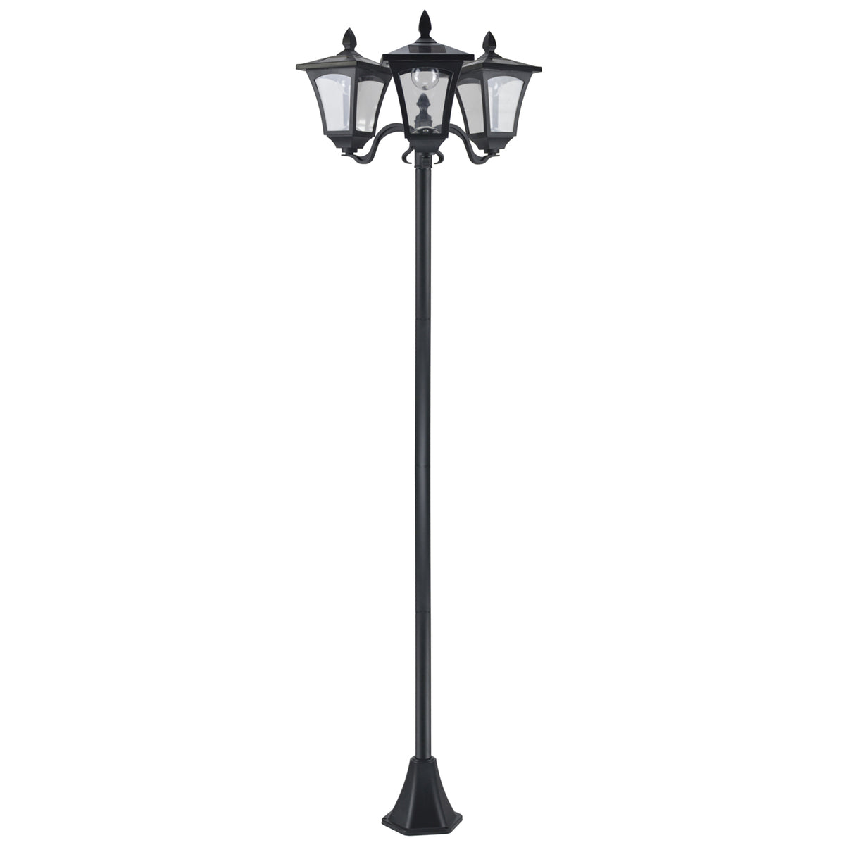 Solar tuinlantaarn met 3-armige lantaarnmast van roestvrij staal, solarlantaarn met led 120 lumen 51,5x47x182,5