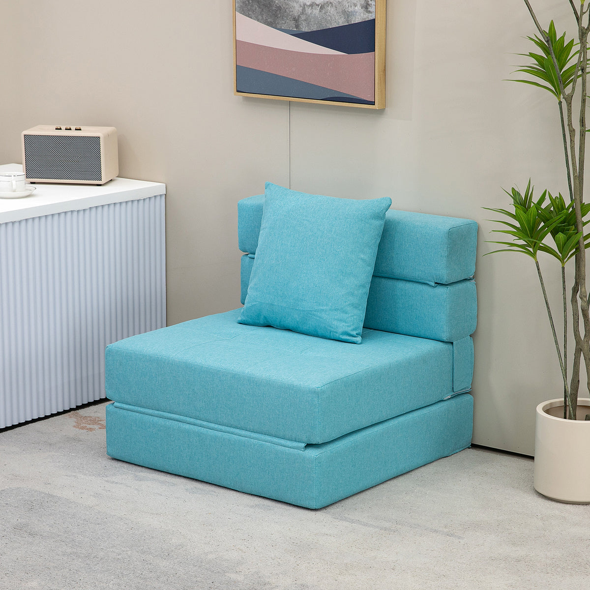 Slaapfauteuil relaxfauteuil logeerbed. Afneembare hoes, 70 cm x 70 cm x 61 cm, lichtblauw (2)