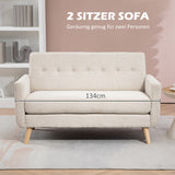 Tweezitsbank, comfortabel, 134x71x82 cm, beige (4)