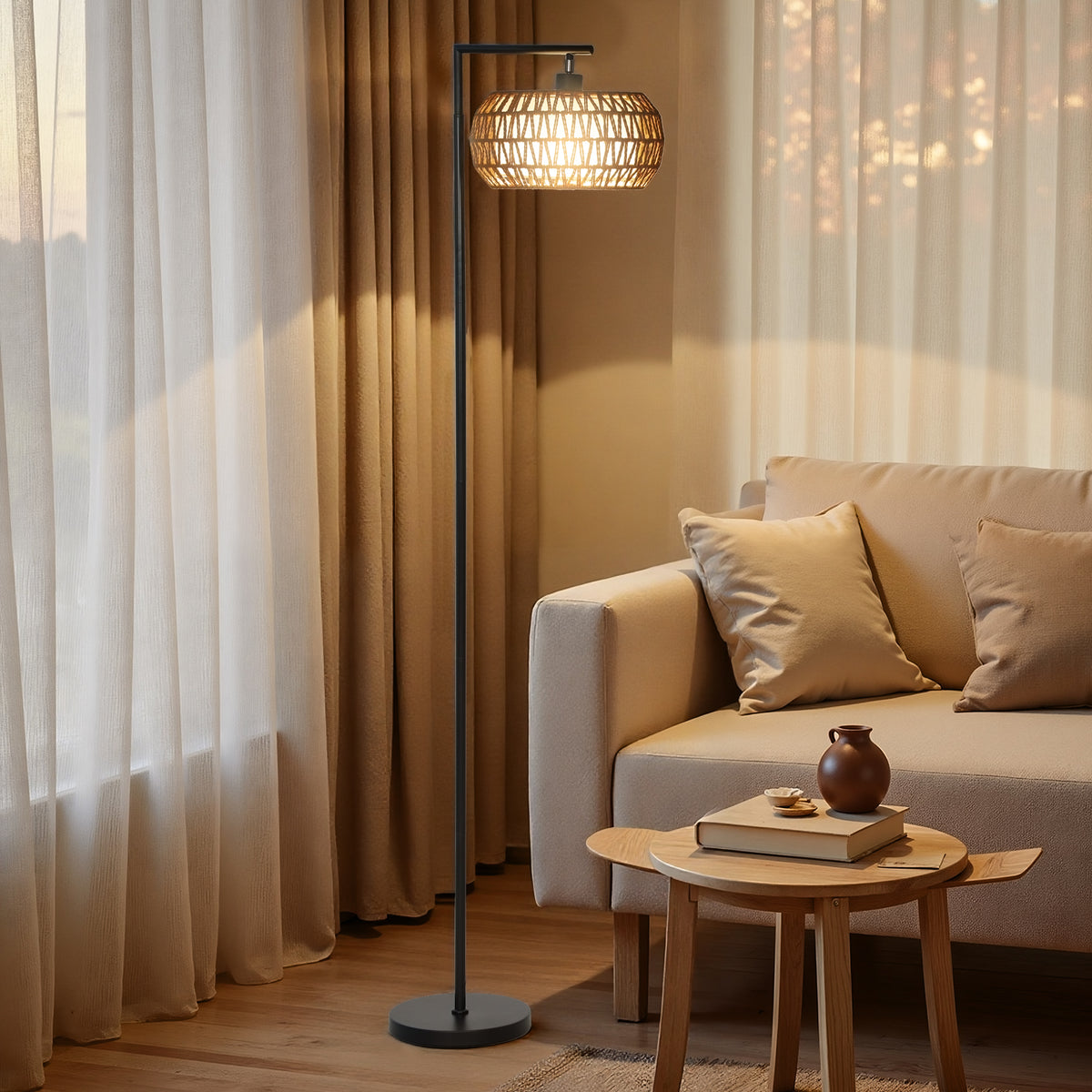 LED-vloerlamp met dubbele kap, dimbare staande lamp met 3 kleurtemperaturen voor woonkamer, slaapkamer, kantoor (2)