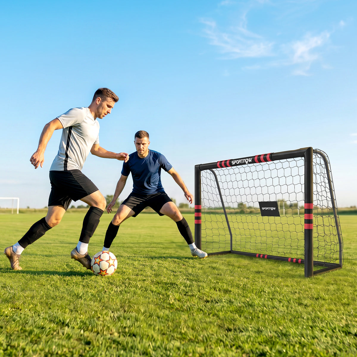 Voetbaldoel voor tuin 1,8 x 1,2 m voor jongeren & volwassenen Robuust buitendoel met doelnet, bekleding en (2)