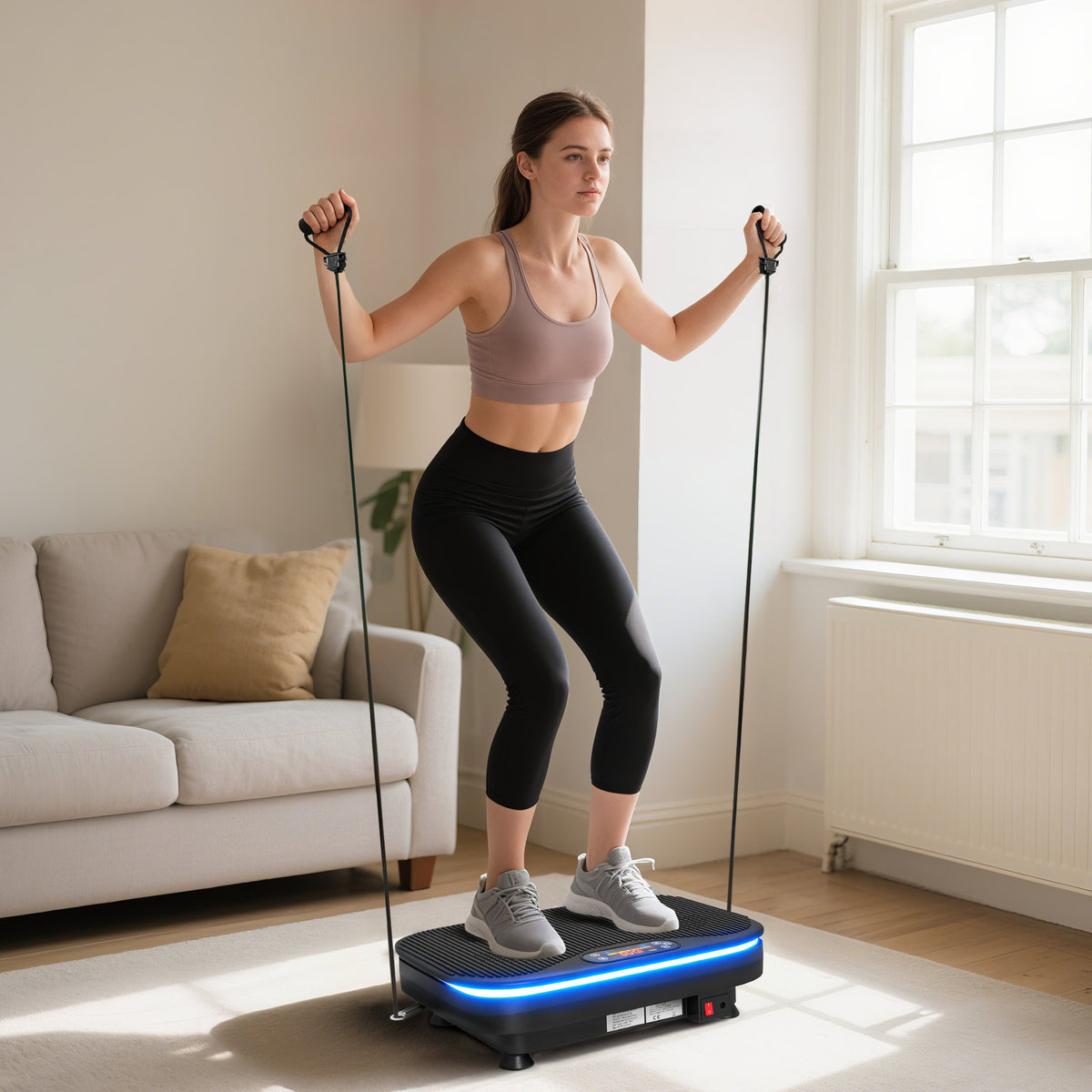 Trilplaat voor fitnessoefeningen, Bluetooth-functie, afstandsbediening, 99 snelheidsniveaus, kunststof, staal (2)