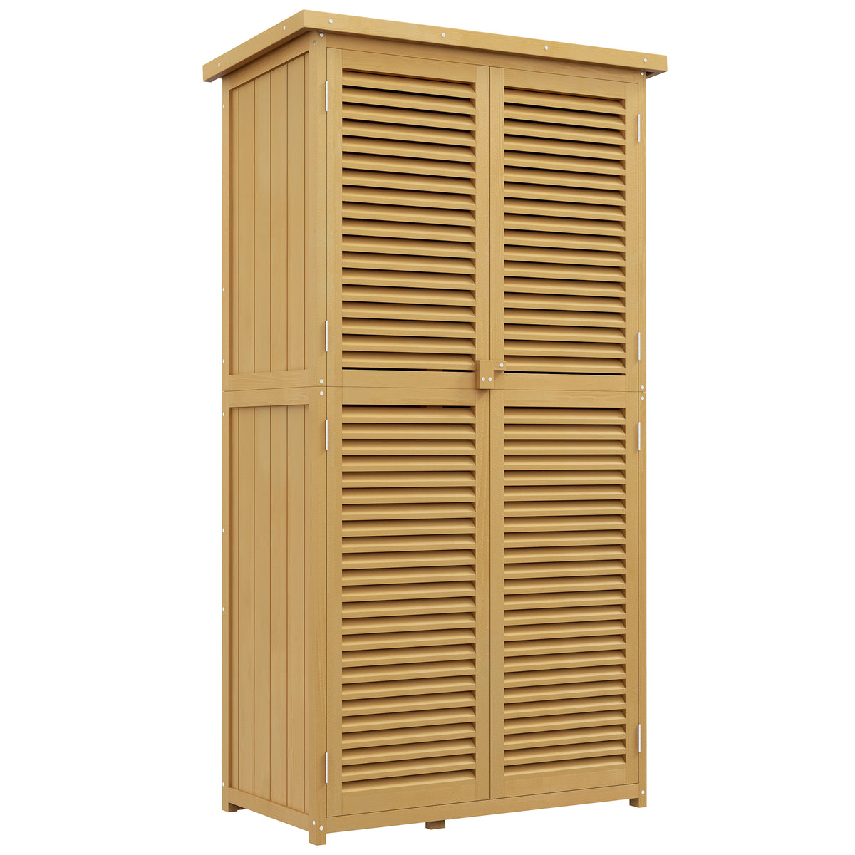 Tuinkast weerbestendig, 2 deuren met slot, grenenhout, 87L x 46,5B x 160H cm, lichtgeel