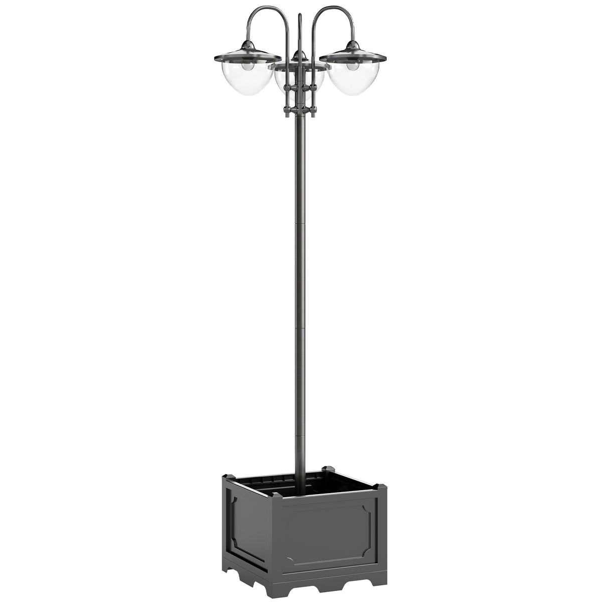 Solar-lantaarn staande lamp van metaal, tuinlantaarn met lichtsensor, 189 cm hoog, windlicht buitenlamp