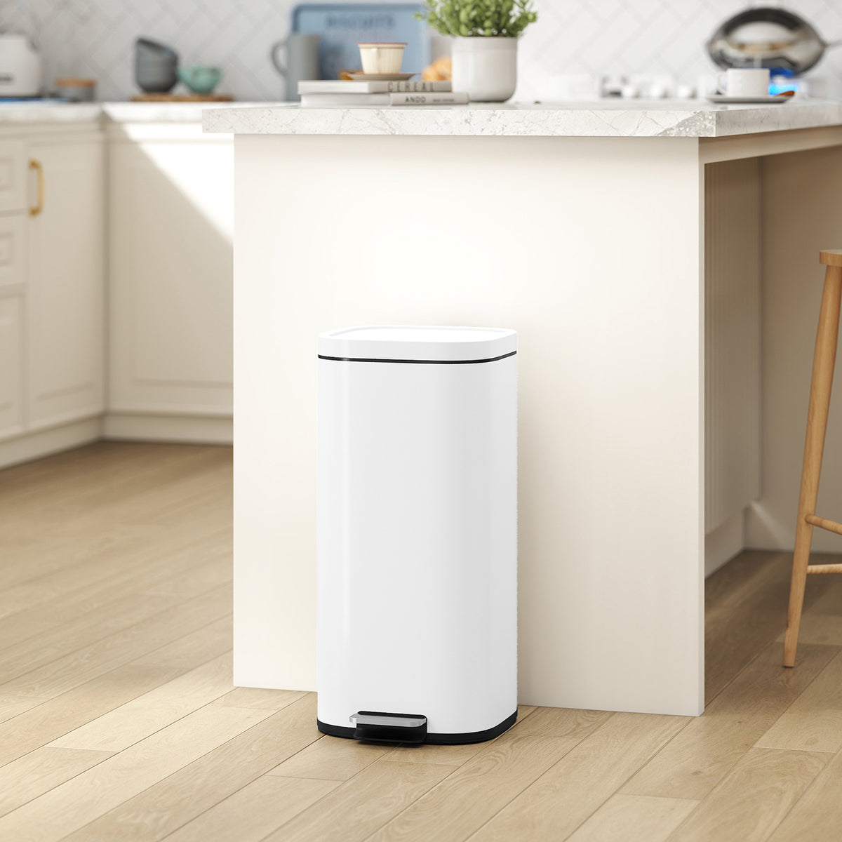 30L keukenafvalemmer pedaalemmer met deksel, soft-close- en openhoudfunctie voor keuken, huis (2)