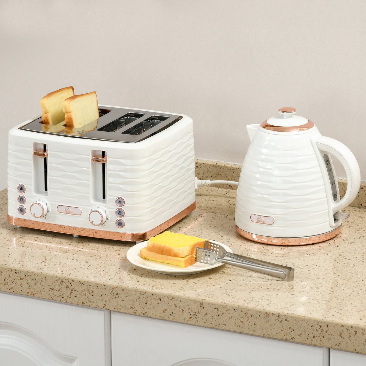 2-in-1 broodrooster- en waterkokerset, 7 bruiningsstanden, ontdooi- en opwarmfunctie, crème-wit (2)