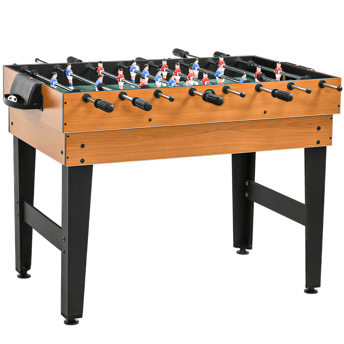 4-in-1 partyspeeltafel incl. tafeltennis, tafelvoetbal, biljart, airhockey, metaal, hout, natuur+zwart