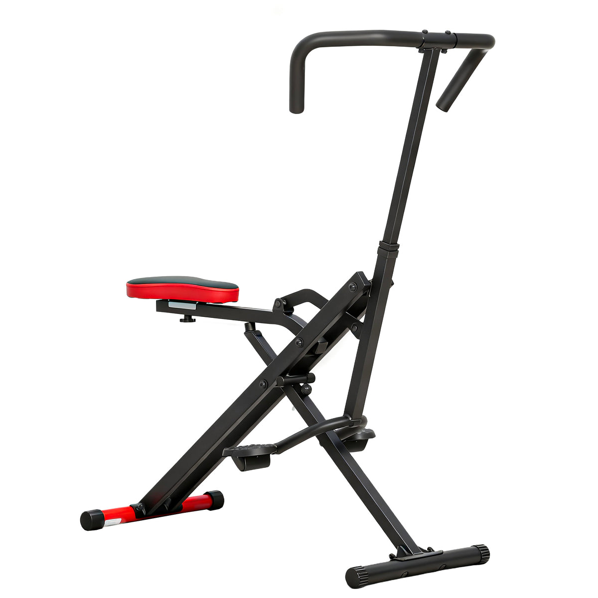 Trainingsapparaat, verstelbaar, metalen buizen, pedalen, inklapbaar, rood