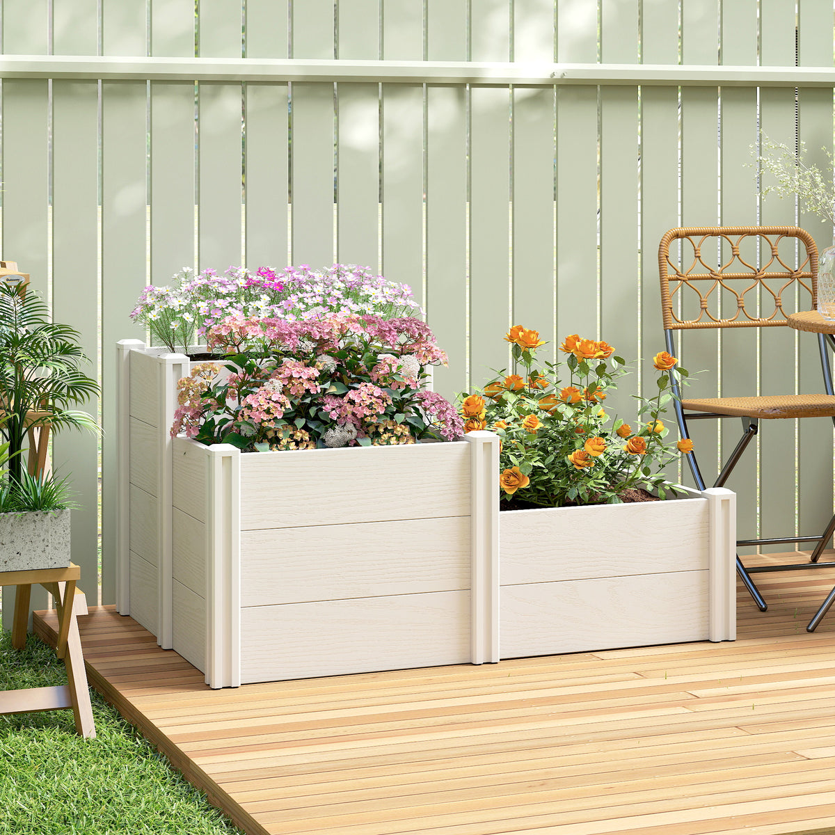 Verhoogd tuinbed, 3-laags stapelbaar tuinbed met open bodem, modulair kruidenbed, doe-het-zelf montage (2)