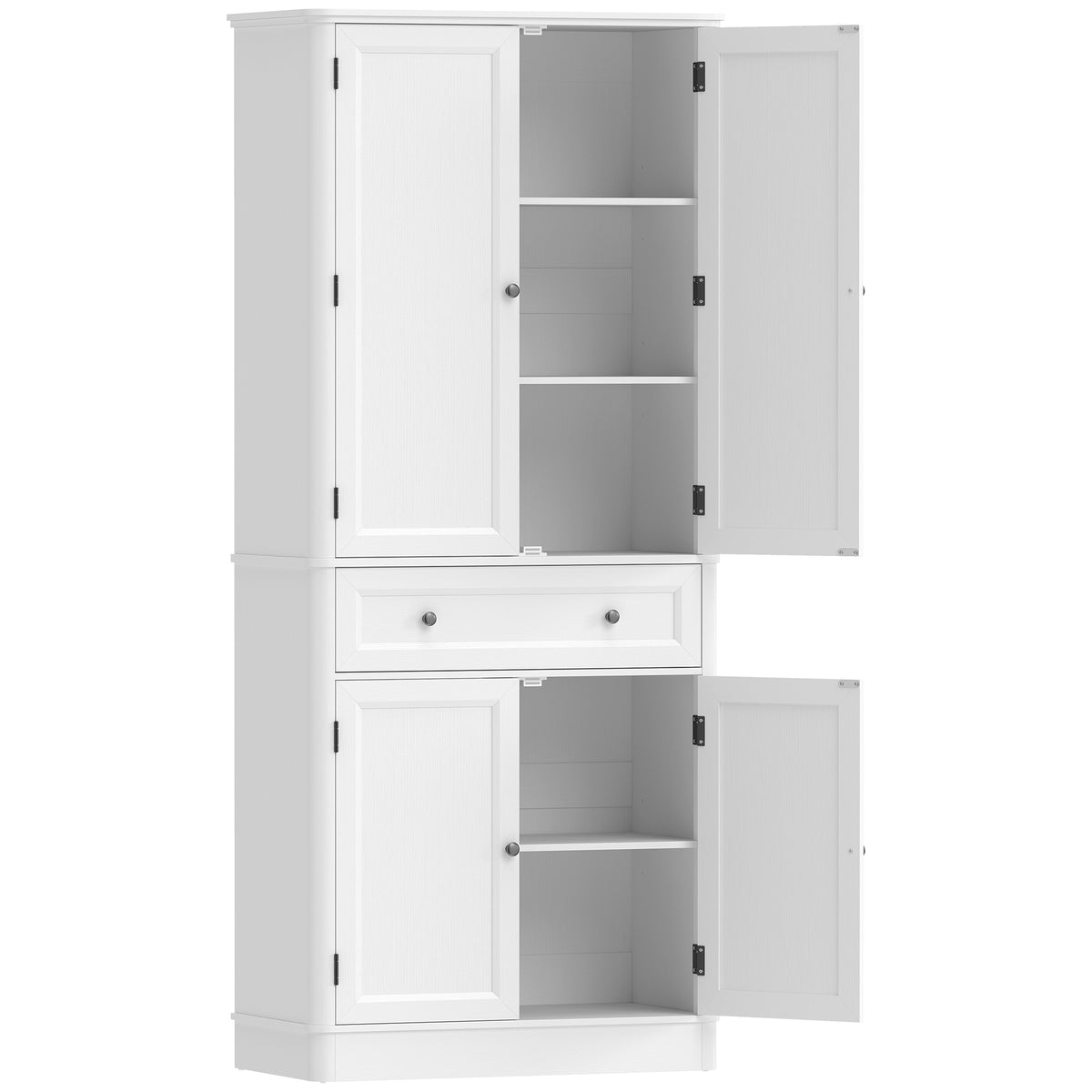 Keukenkast met 4 deuren, lade en verstelbare legplanken voor de keuken, 80 x 39,5 x 186,4 cm wit