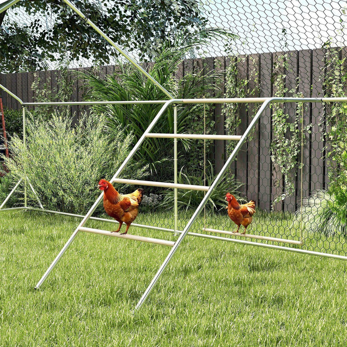 Houten speeltoestel voor kippen, speeltuin voor kippen met zitstokken, verstelbare schommel, 82 x 150 x 110 cm (2)