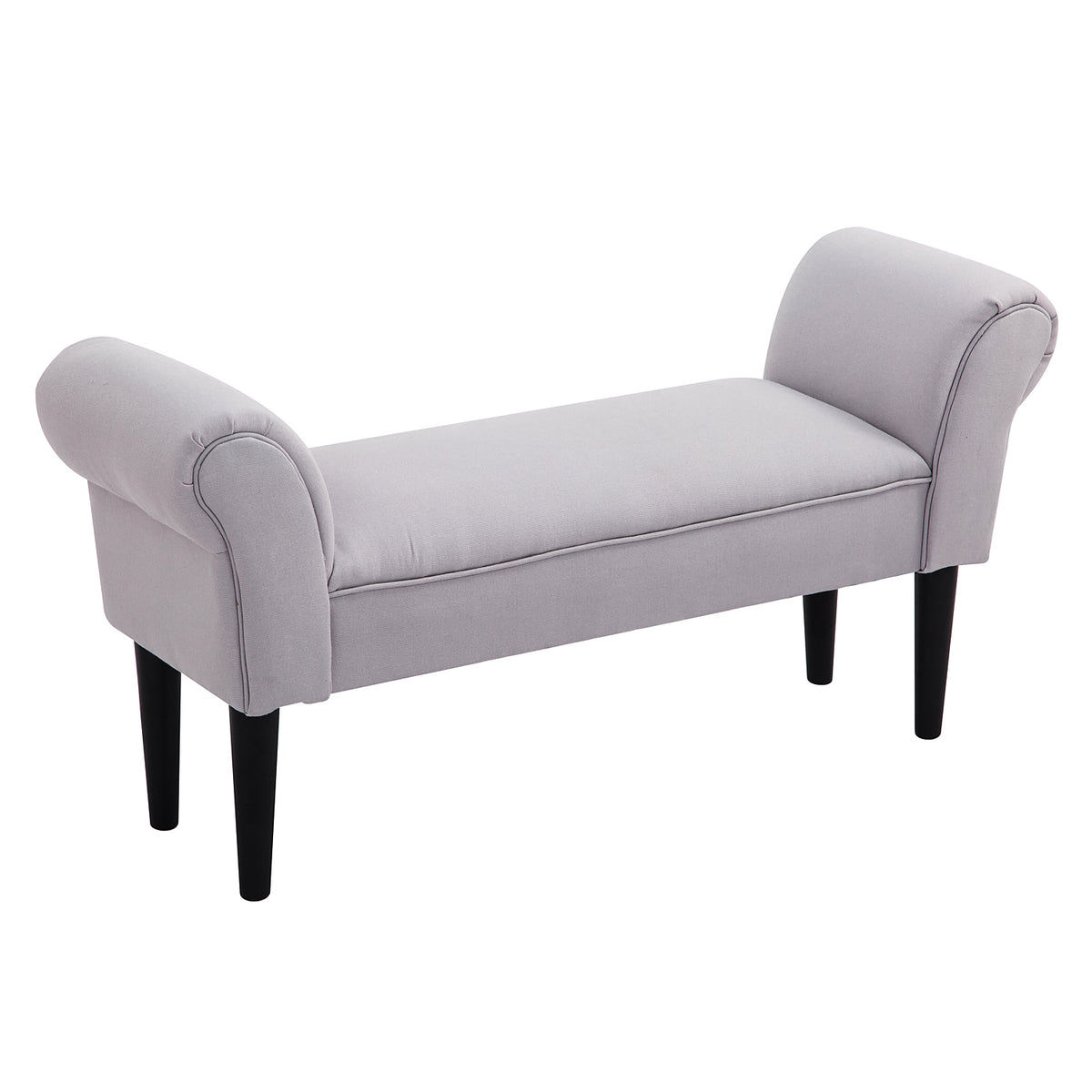 Bedbank, gestoffeerde bank, zitbank, halbank voor slaapkamer, belastbaar tot 130 kg, zeildoek, grijs, 102 x 36 x