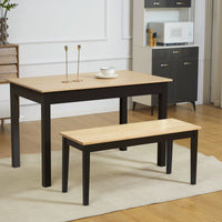Moderne zitbank voor 2 personen, houten bank, massief hout, gelakt, natuur + zwart (2)