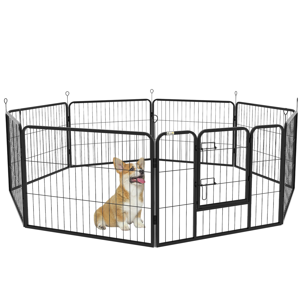 Puppyren puppykennel dierenverblijf, inklapbaar, afsluitbare deur, weerbestendig, 8 panelen, zwart