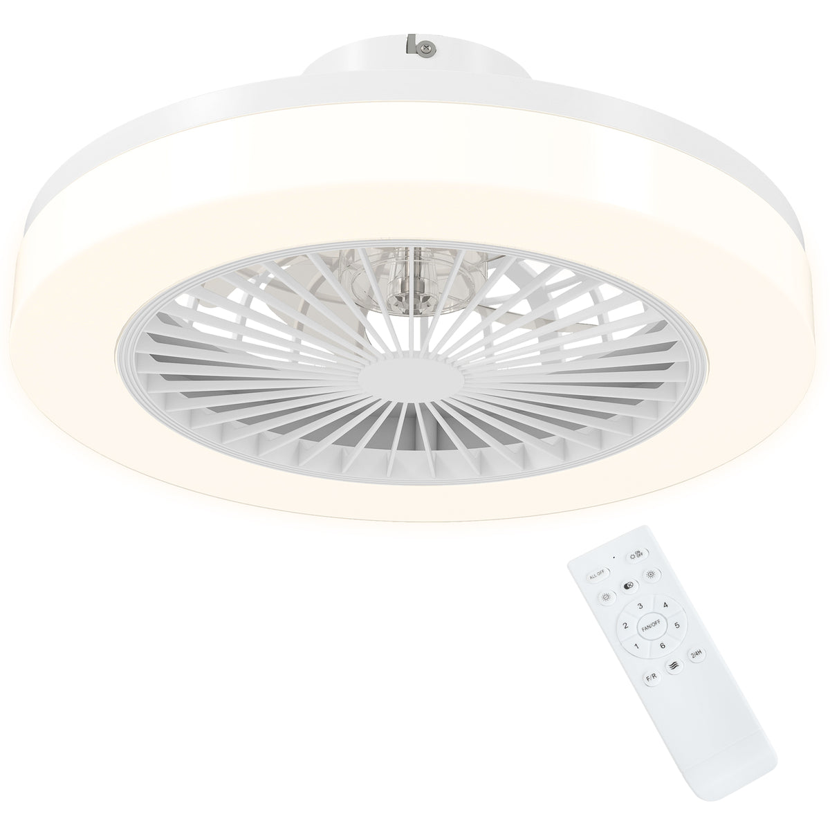 Plafondventilator met ledlamp, 6 snelheden, afstandsbediening, wit