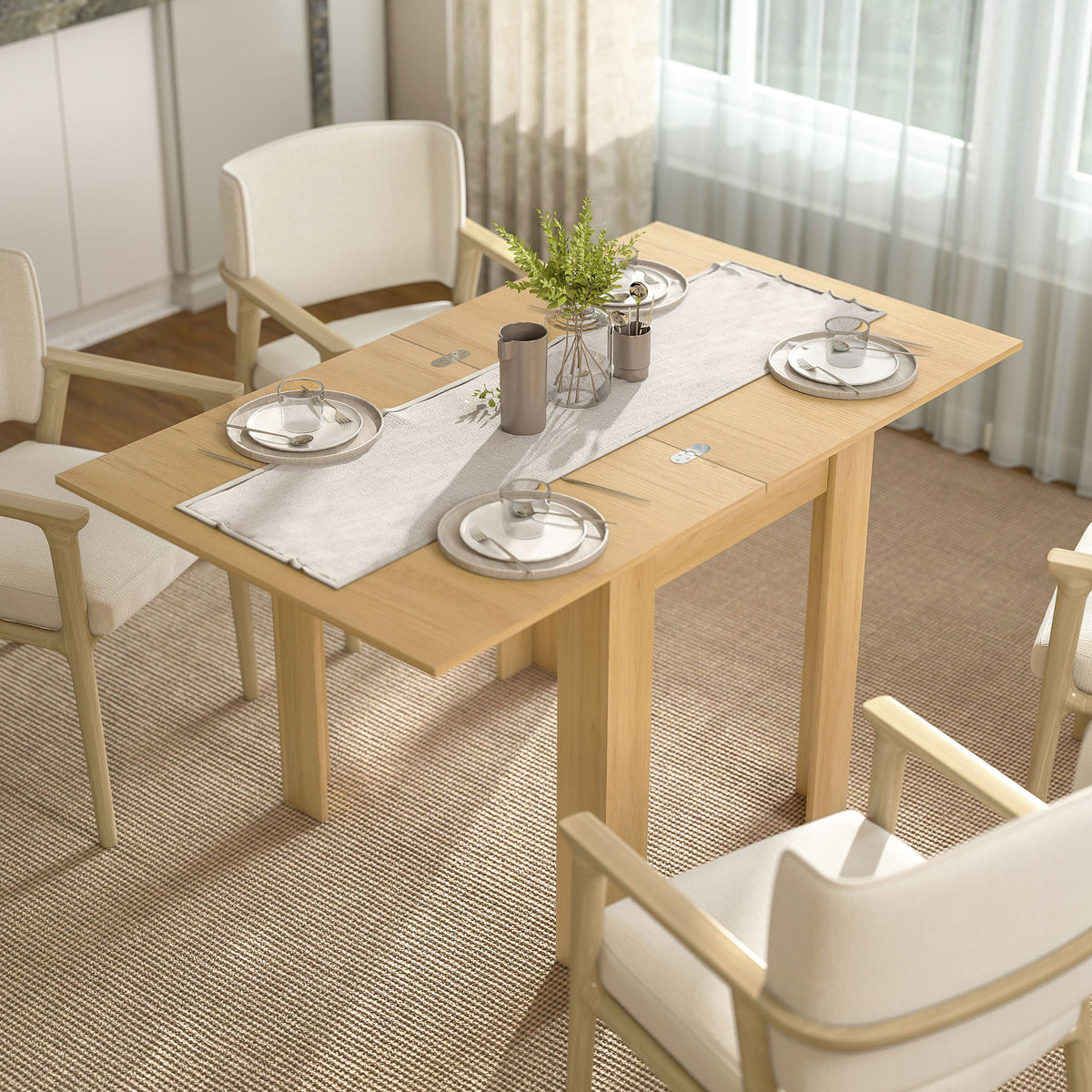 Eettafel uitschuifbaar 70/140 x 80 cm Moderne eettafel voor 4–6 personen Ruimtebesparend voor keuken eetkamer (2)