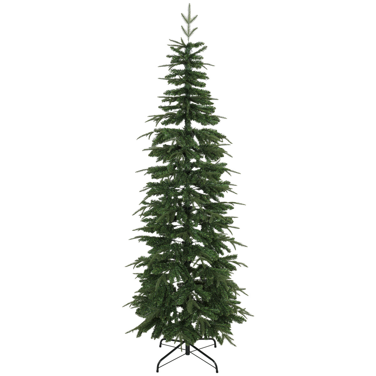 Kunstkerstboom 210 cm, spar met scharniertakken, 800 takpunten, inklapbare stalen standaard, groen