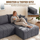 3-zits hoekbank in L-vorm met ottomane, converteerbare chenille-cloud-slaapbank met binnenveringbekleding, grijs (5)