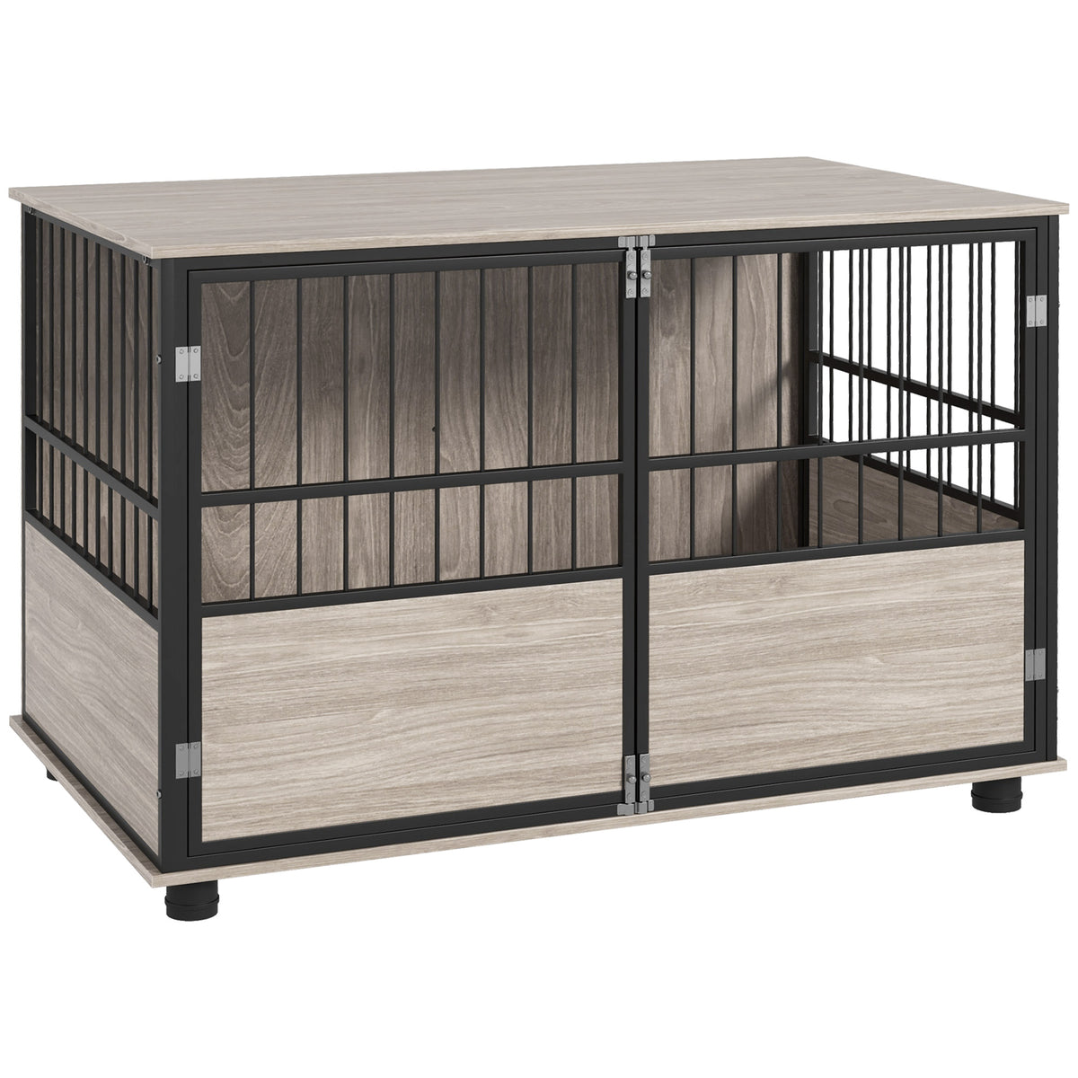 Hondenbench, robuust & stijlvol, 100x60x68cm, notenhout-finish & zwart