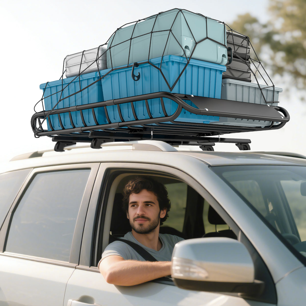 Universele imperiaal dakrek met windscherm, tot 68 kg, 116 x 92 x 11,5 cm voor SUV's en trucks zwart (2)