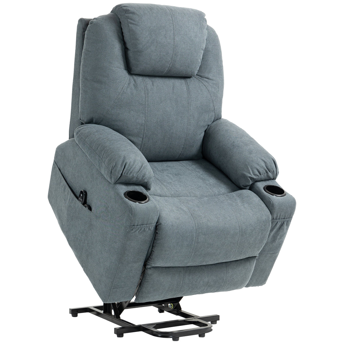 Massagestoel opstahulp seniorenstoel, 8 massagepunten, zijvakken, afstandsbediening, 90L x 101B x 107 cm, grijs