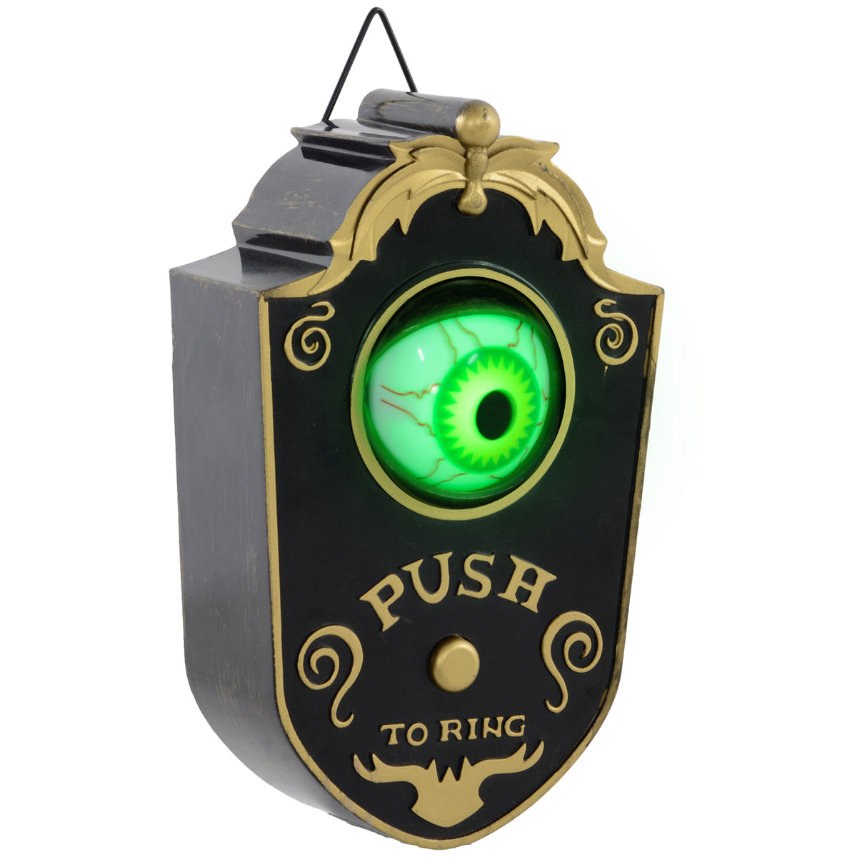 Halloweendecoratie, deurbel met horroroog, geluids- & aanraaksensor, beweeglijk, groen licht