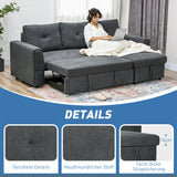 3-zitsbank met slaapfunctie, slaapbank met chaise longue, gestoffeerde bank, donkergrijs (6)